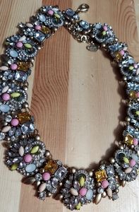 Vanderpump Textured Antique Gold, Faceted Crystal Statement Necklace